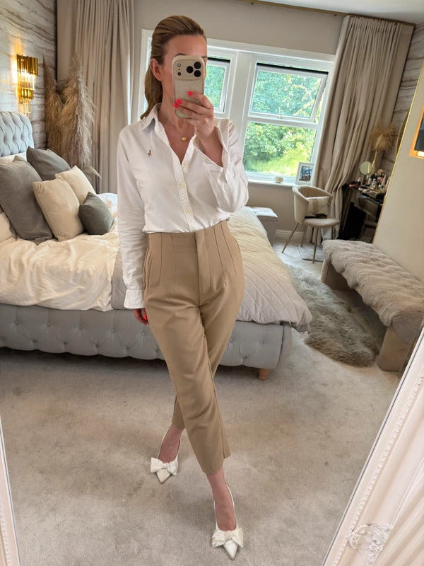 Zara Camel Brown High Waisted Trouser Large
