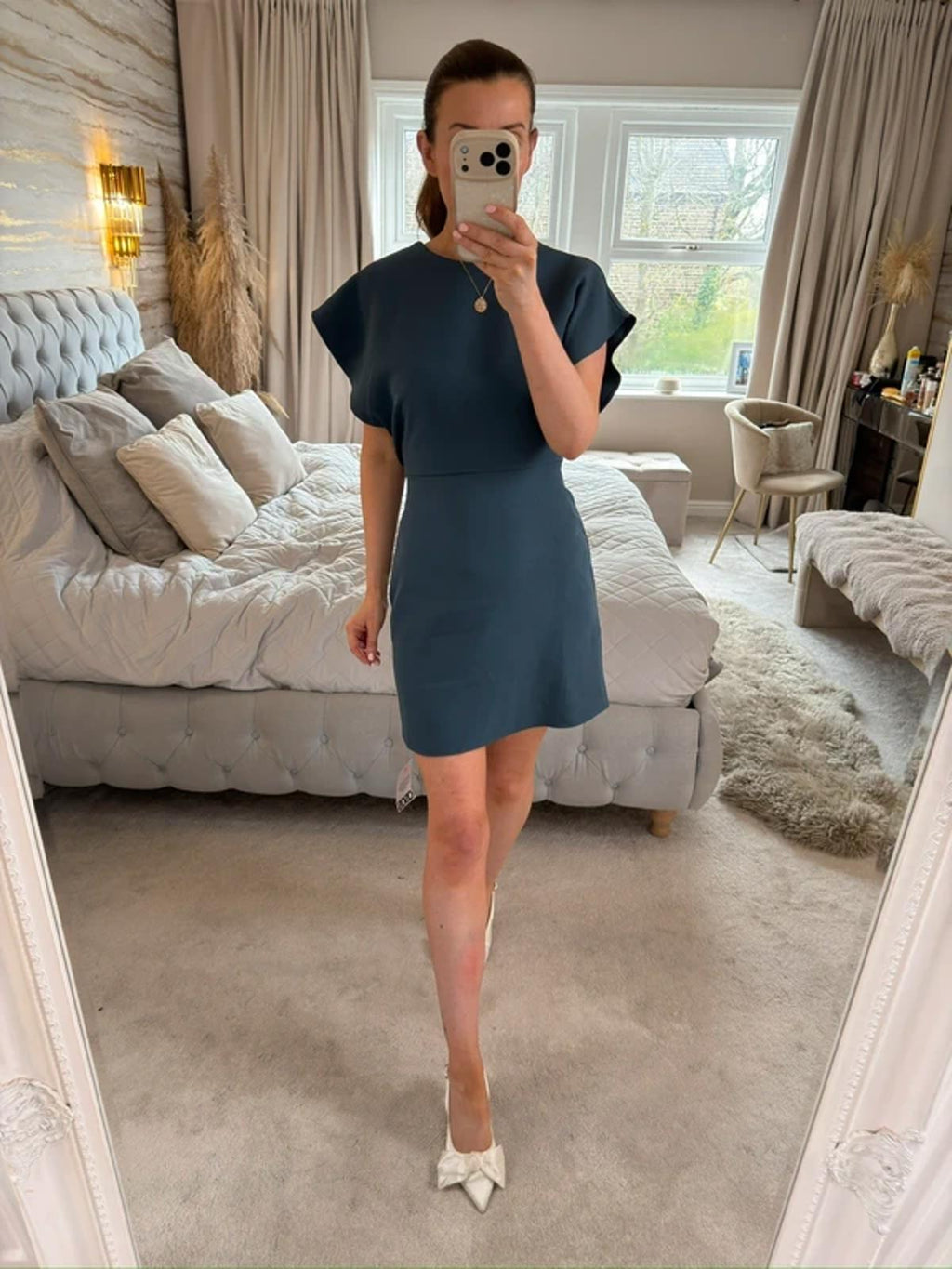 BNWT Asos Dark Teal Bow Mini Dress 6/8