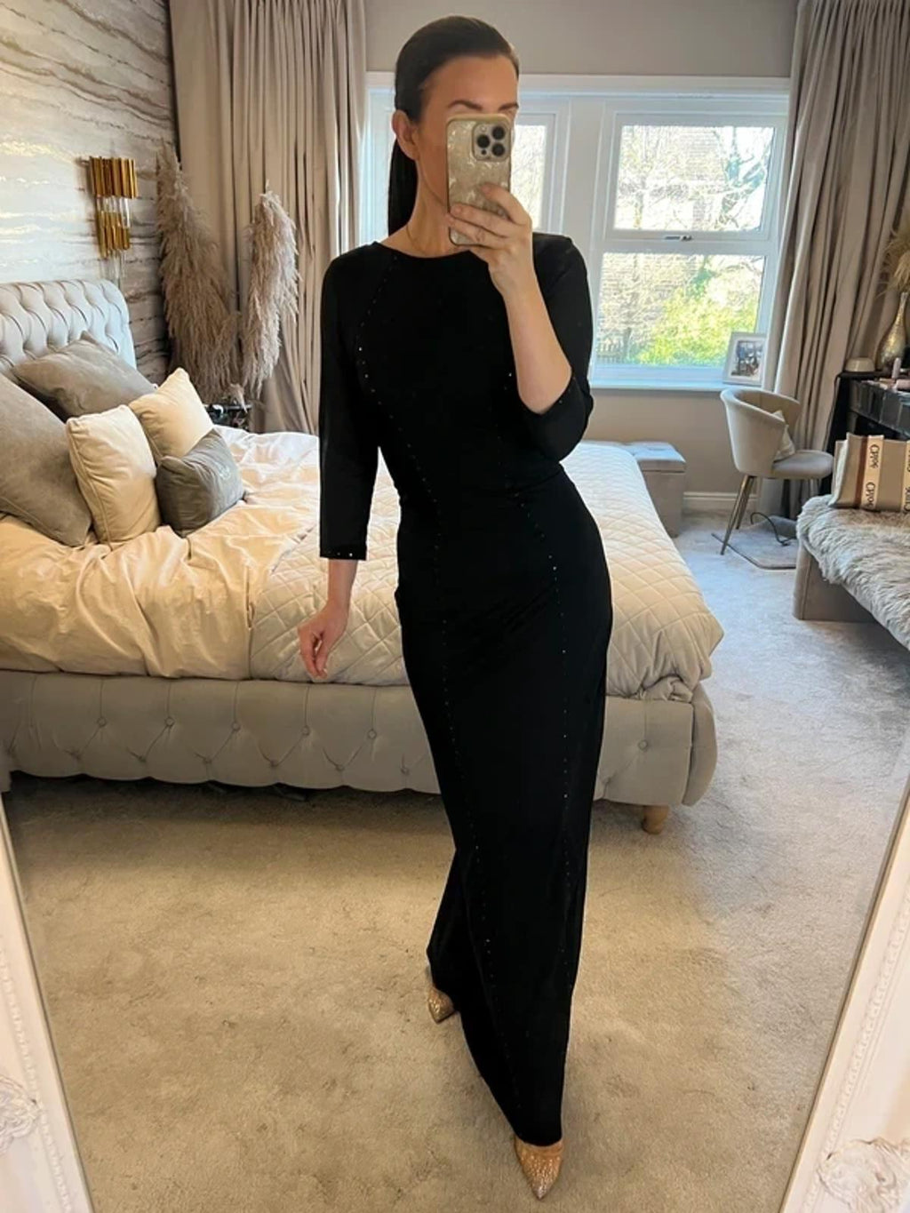 Mint Velvet Black Sparkly Sequin Gown 10