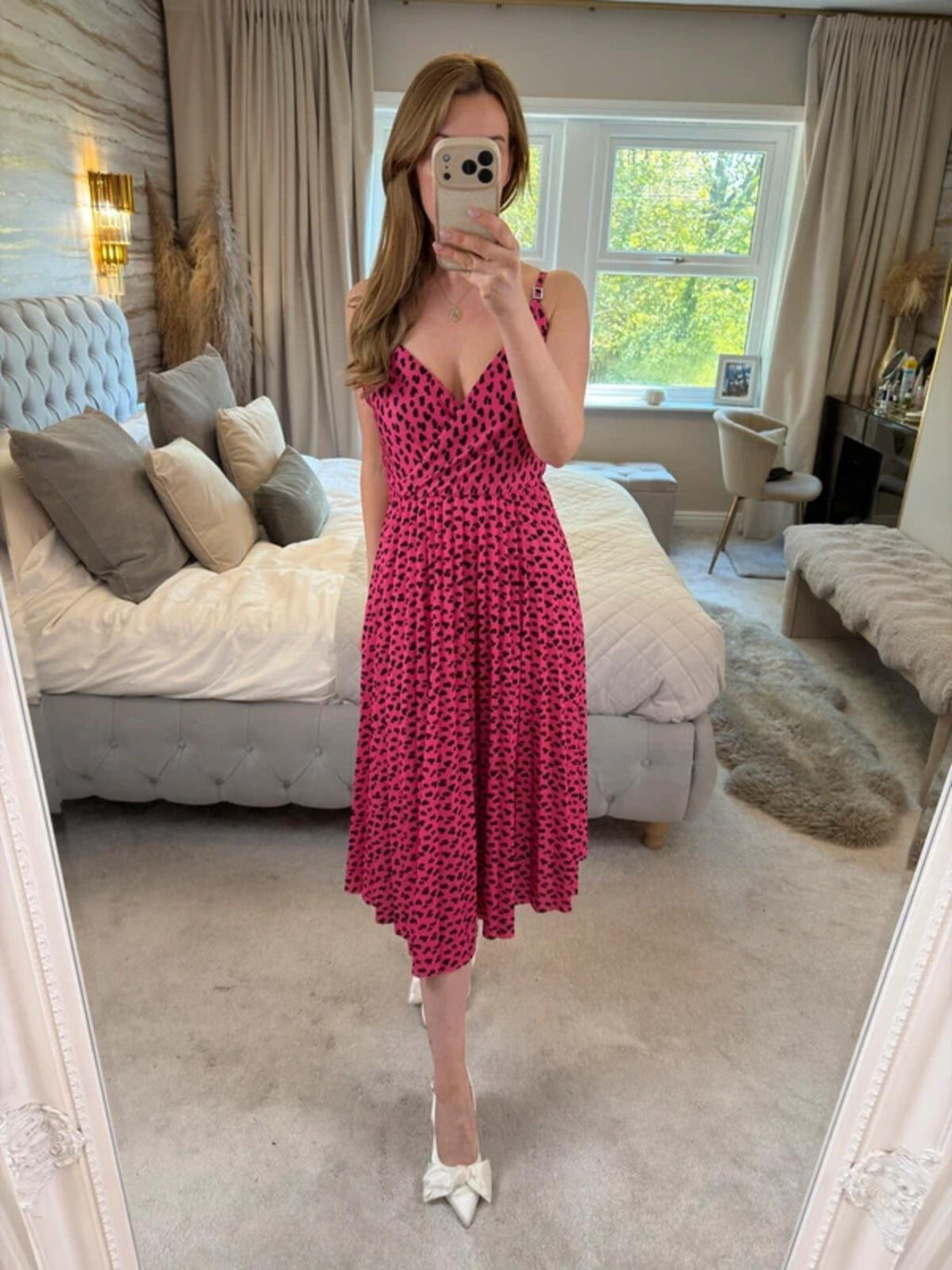 River Island Pink Pleated Diamanté Midi Dress 12