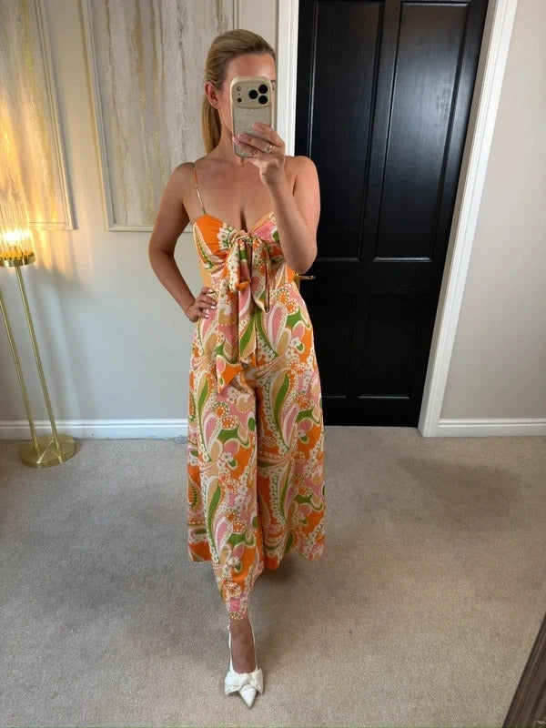 Warehouse Multicoloured Floral Wide Leg Jumpsuit Petite 4