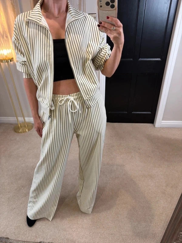 BNWT Love Laura Cream & Black Pinstripe Lounge Co Ord 12
