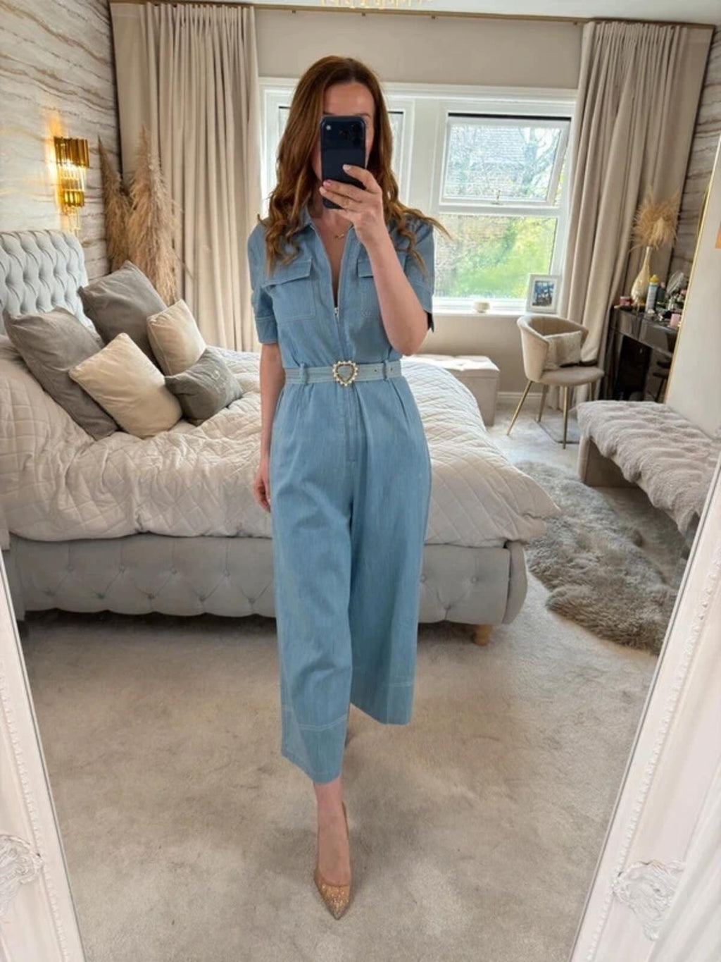 Sister Jane Light Blue Denim Jumpsuit Small