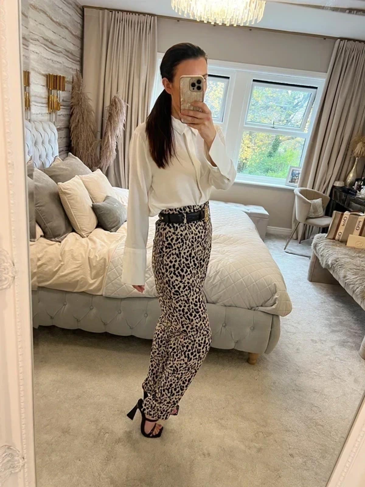 Zara Animal Print High Waisted Trousers Small