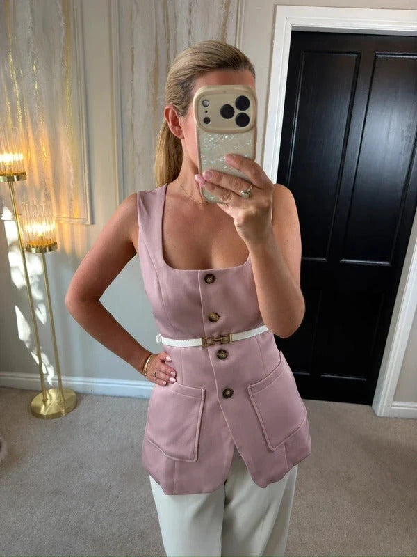 CrazyDizzy Pink Waistcoat / Top Large
