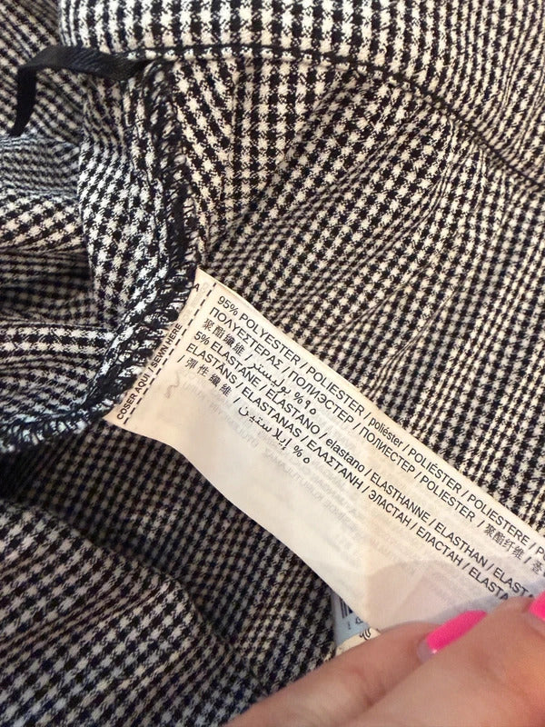 Mango Black & White Check Pleated Midi Skirt 12