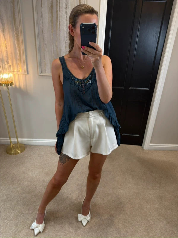 Vintage River Island Navy Boho Blouse 14