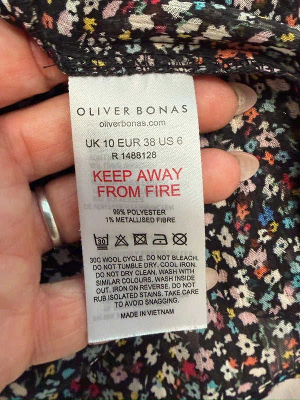 Oliver Bonas Black Multicoloured Floral Sheer Blouse 10