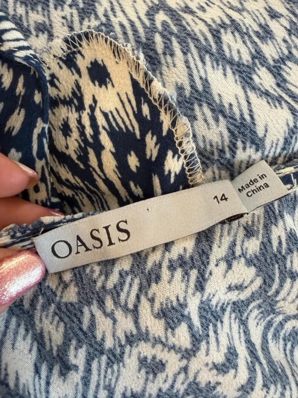 Oasis Navy & White Midi Dress Medium