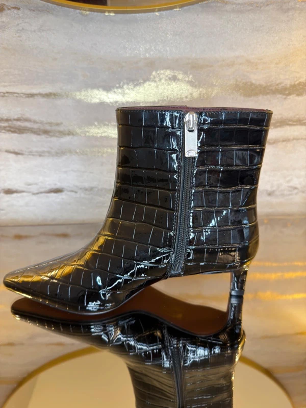 River Island Black Patent Croc Ankle Boots 4