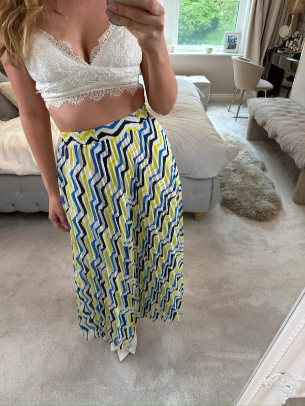 M&S Multicoloured Pleated Midi Skirt 8