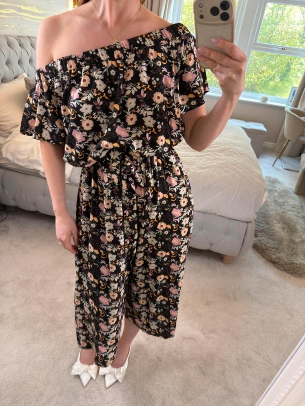 Joe Browns Black Floral Off The Shoulder Cropped Jumpsuit 12