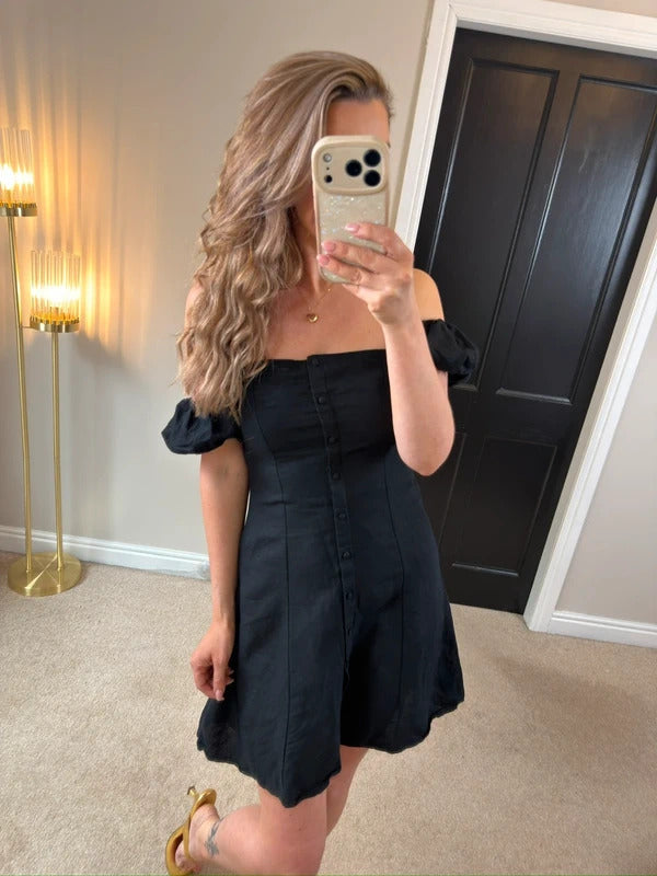 Zara Black Off The Shoulder Mini Dress XS
