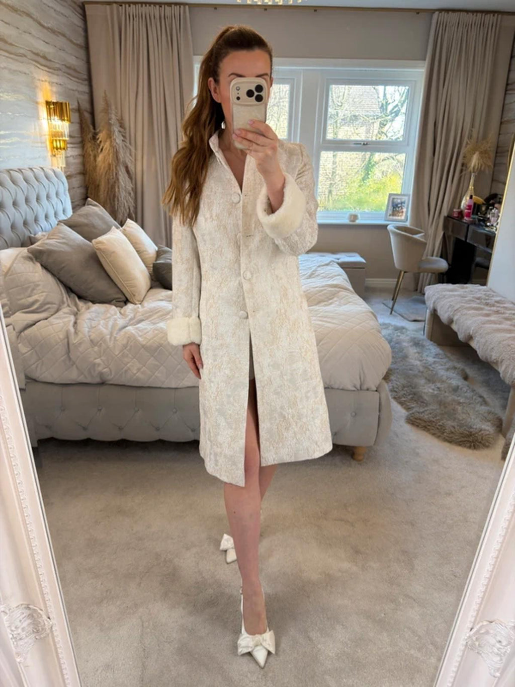 BNWT Lizabella Ivory & Gold Metallic Coat 10