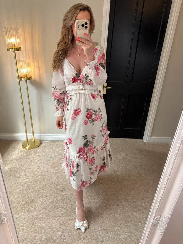 LoveShackFancy Pink Firefly Midi Dress
