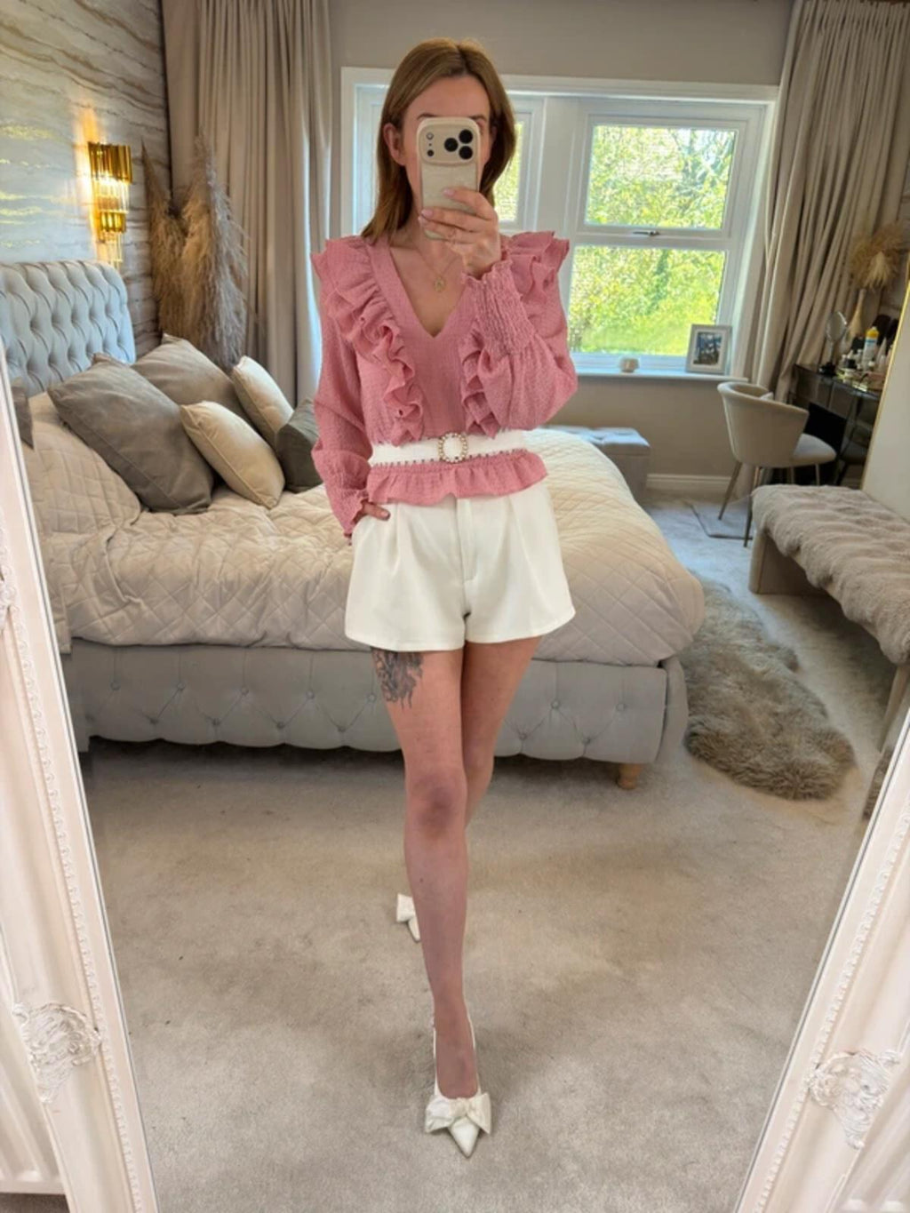 Oasis Pink Frill Blouse 6