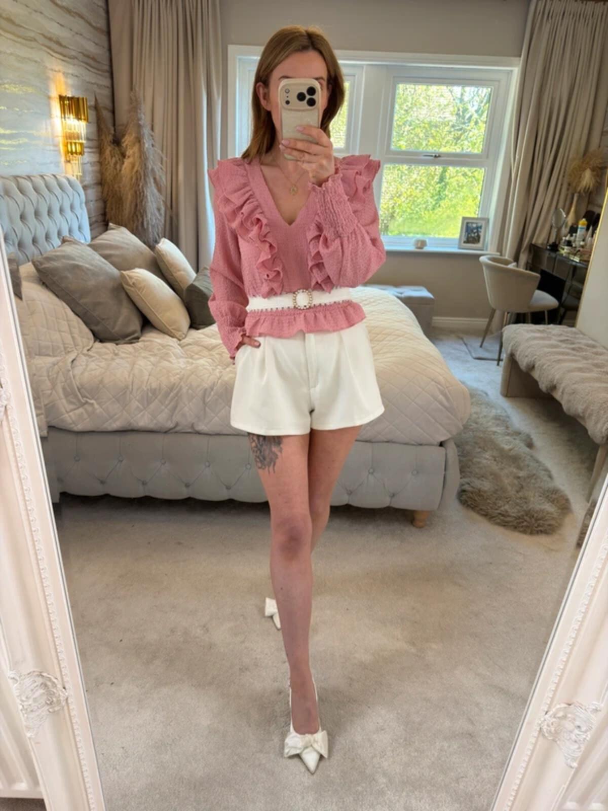 Oasis Pink Frill Blouse 6