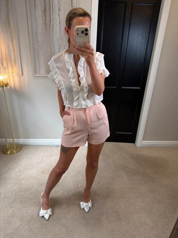 Miss Selfridge Light Pink & White Pinstripe Shorts 8