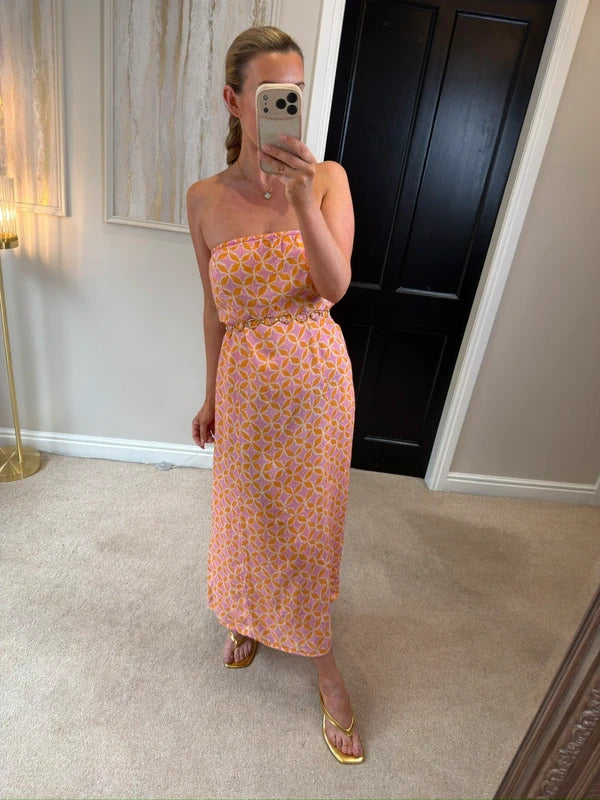 Anthropologie The Aliza Strapless Linen Maxi Dress Small