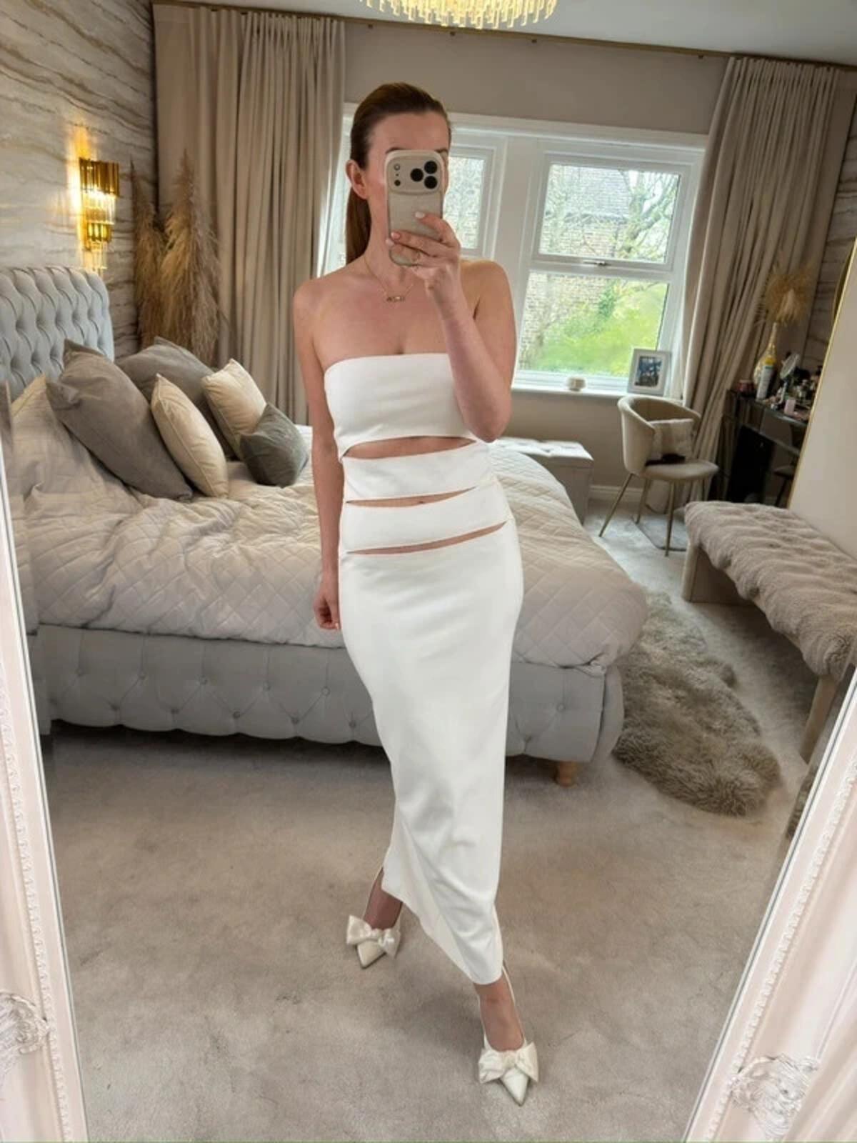 Zara White Strapless Cut Out Dress 12