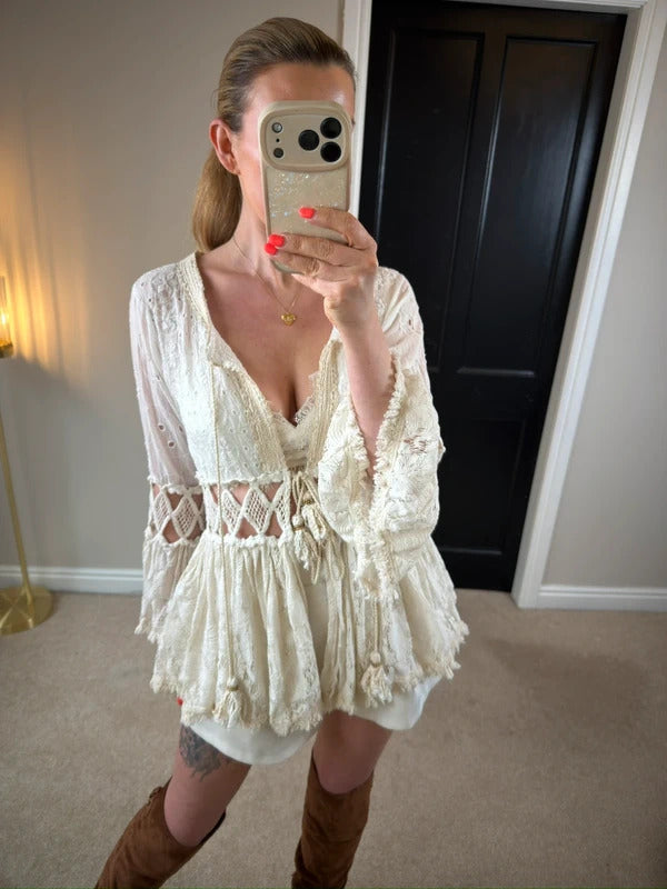 Gipsy Queen Cream Boho Cardigan One Size