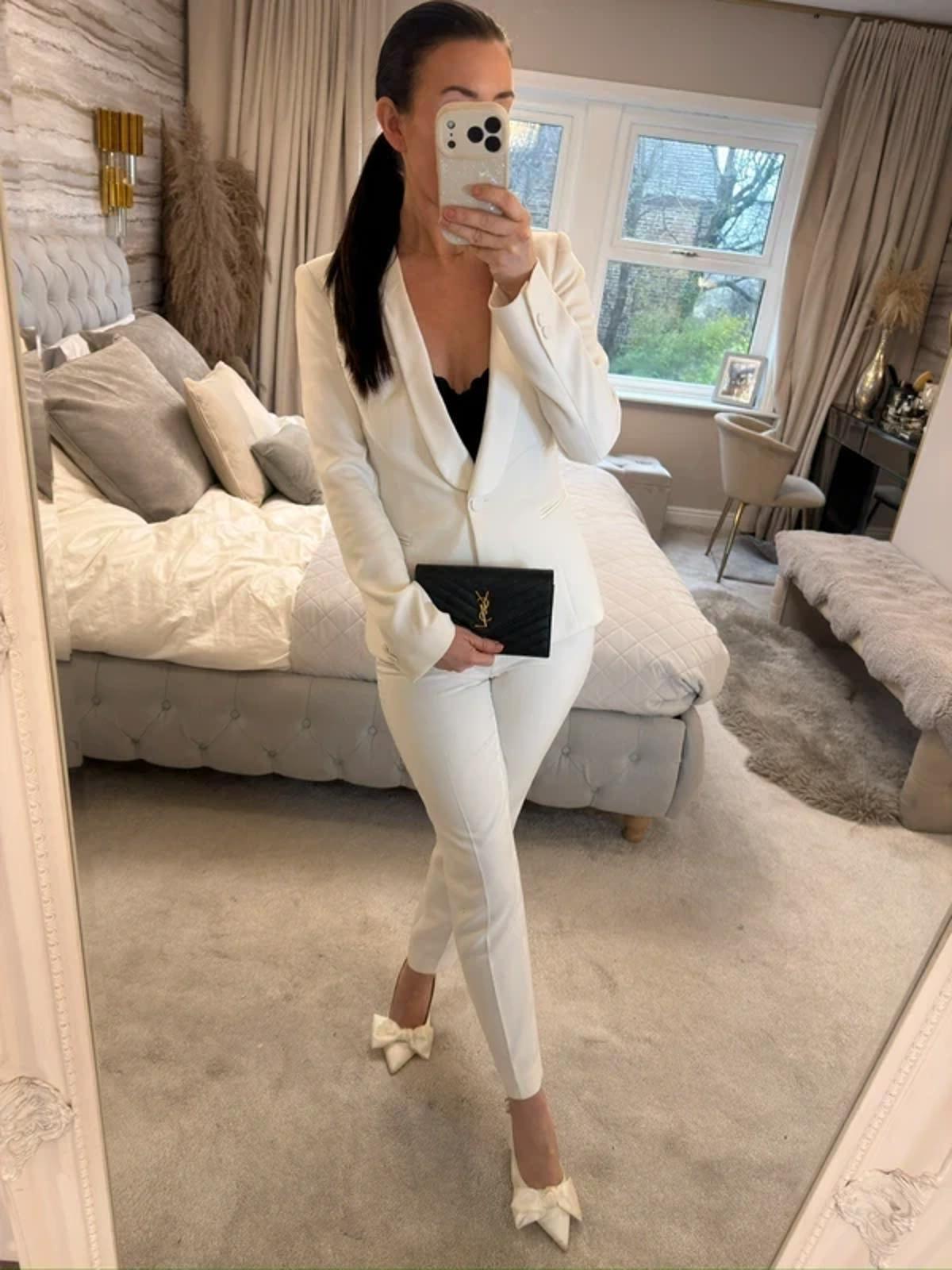 Zara Off White satin Trim Blazer Jacket Small