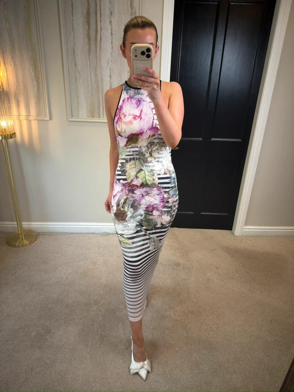 Ted Baker Floral Stripe Dress 8