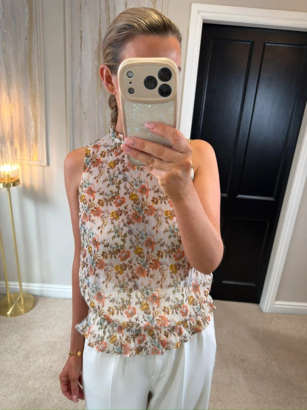 New Look Sheer Floral Frill Blouse 8