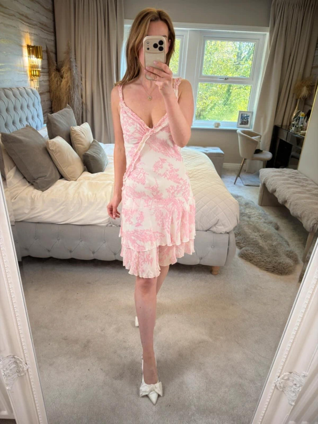 Vintage Urban Concepts White & Pink Frill Dress 10/12