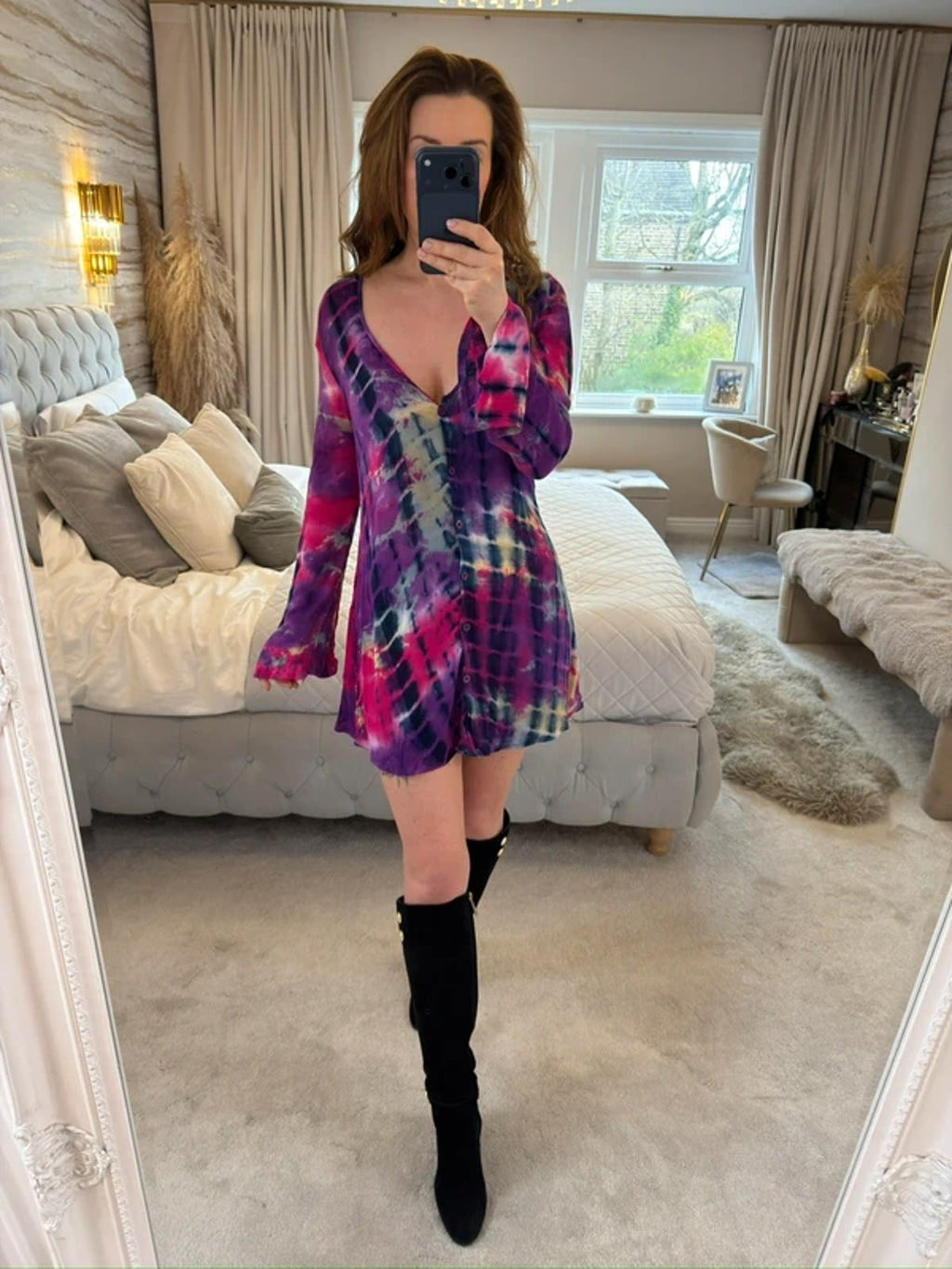 Missguided Pink & Purple Tie Dye Boho Mini Dress 4