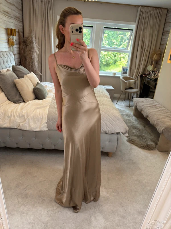 Vintage Monsoon Gold Silk Beaded Dress 10