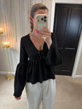 BNWT Boohoo Black Tie Front Boho Top 8