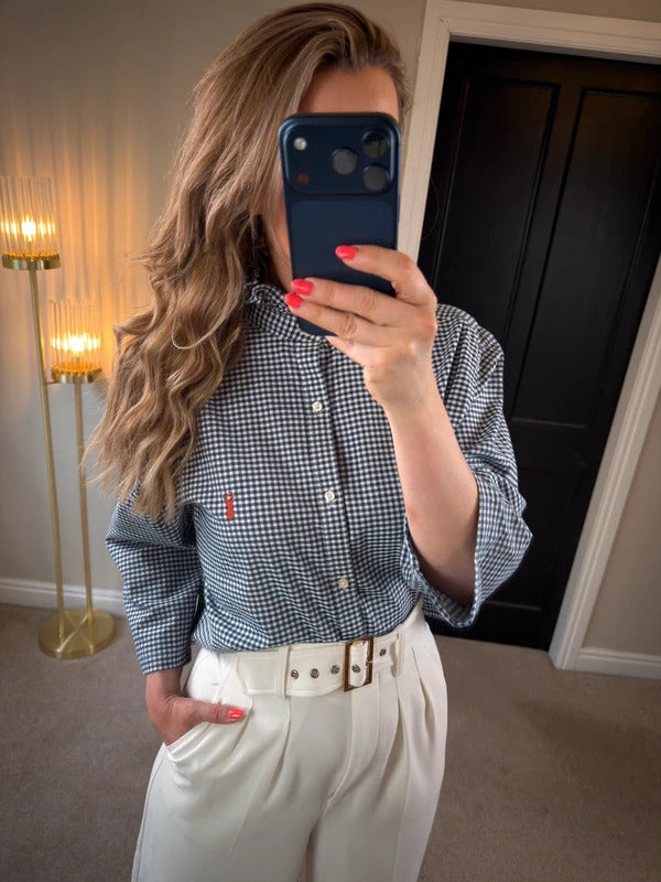 Handmade Navy & White Gingham Shirt
