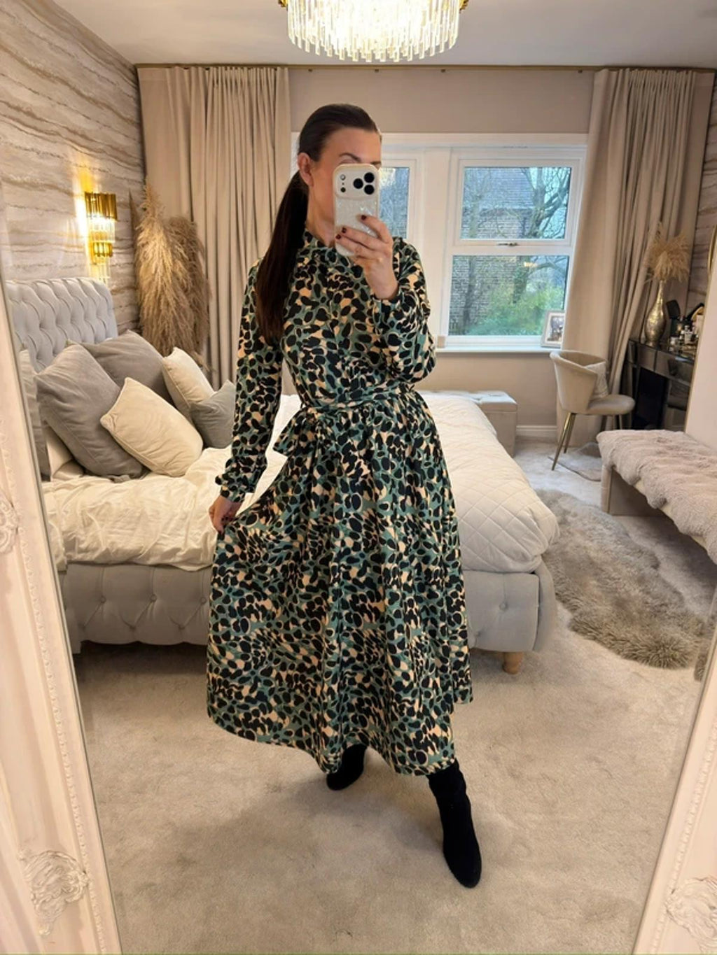 Green Belted Midi Dress 8