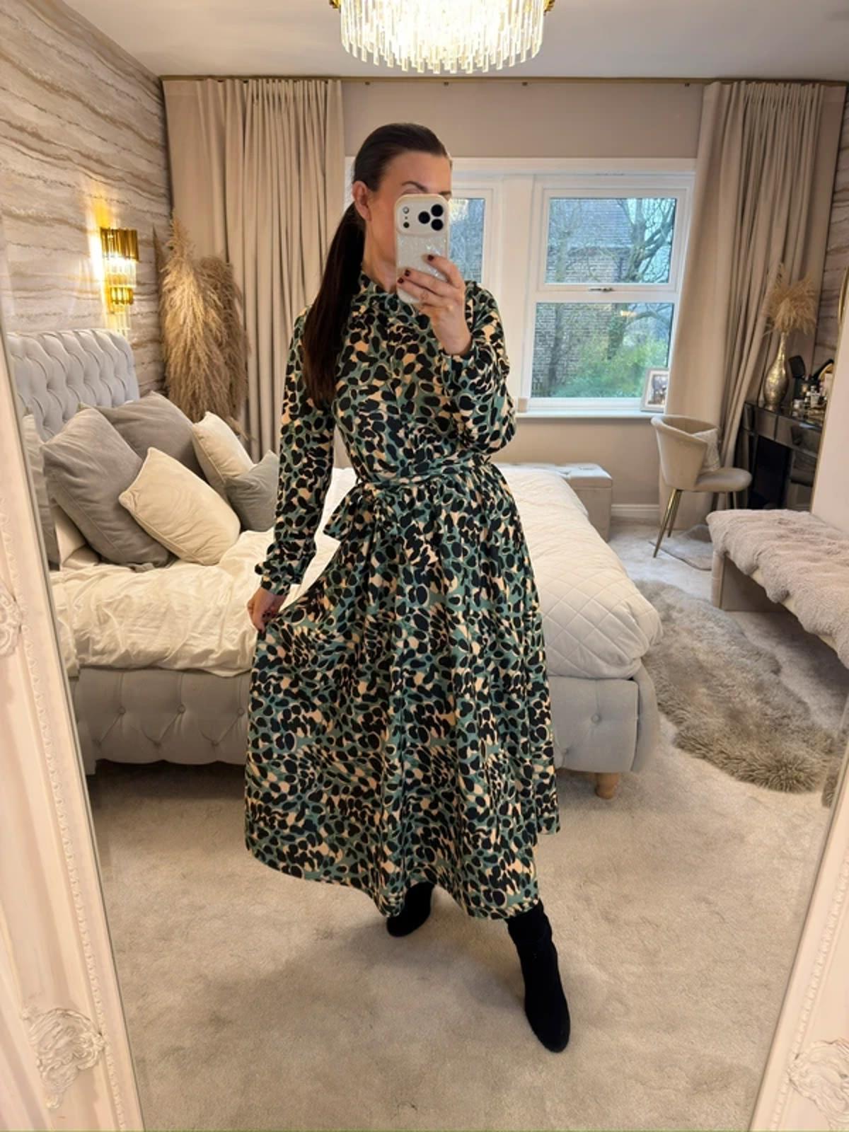 Green Belted Midi Dress 8
