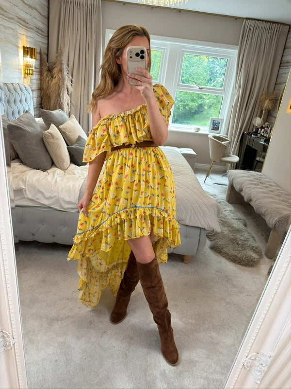 LoveShackFancy Alexia Sunbath Yellow Dress 8