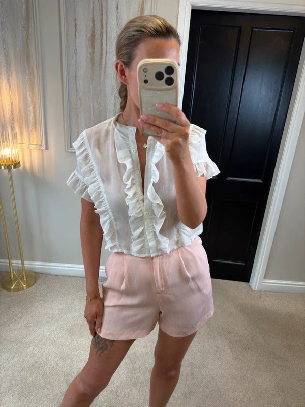 Miss Selfridge Light Pink & White Pinstripe Shorts 8