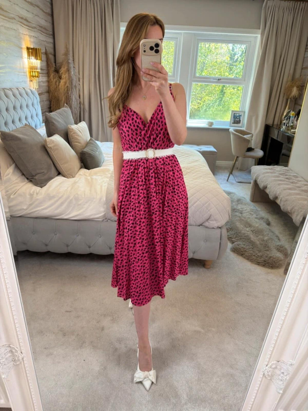 River Island Pink Pleated Diamanté Midi Dress 12