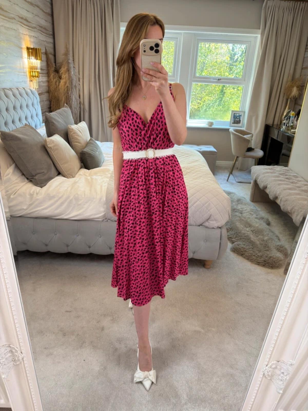 River Island Pink Pleated Diamanté Midi Dress 12