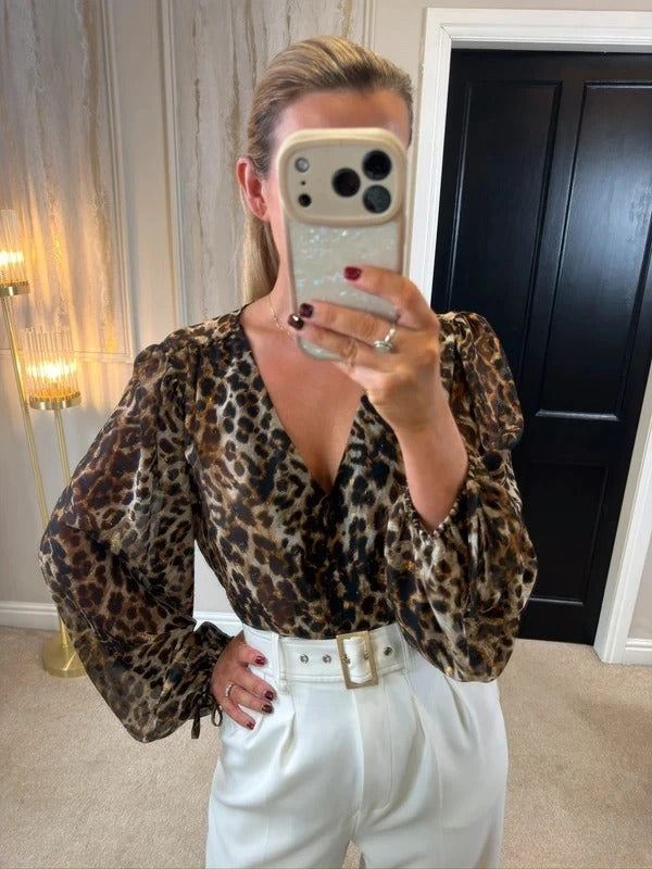 Sonder Studio Animal Print Blouse 12