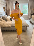 Topshop Yellow / Mustard Frill Midi Dress 6