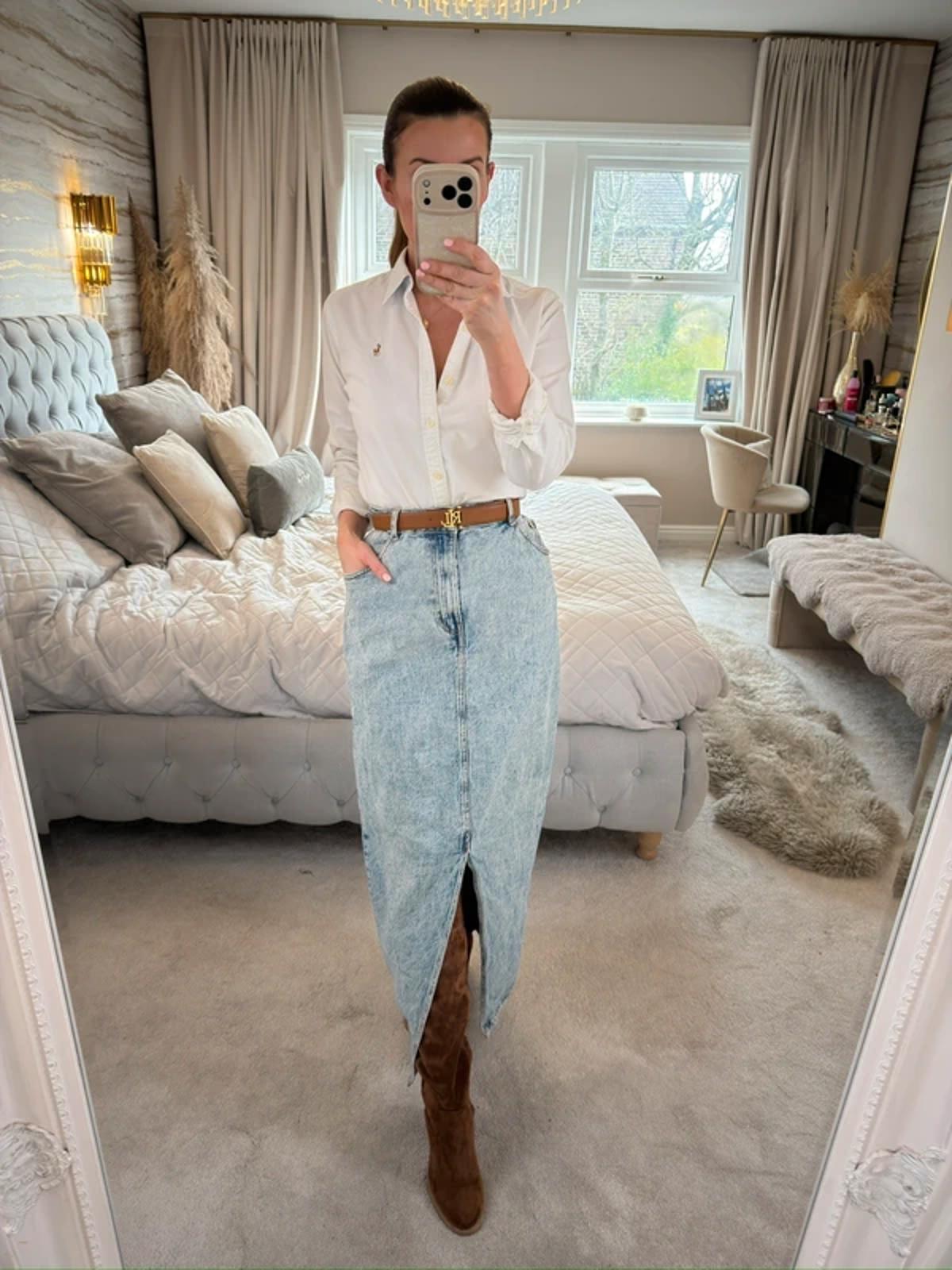 ASOS Light Denim Midaxi Skirt 18