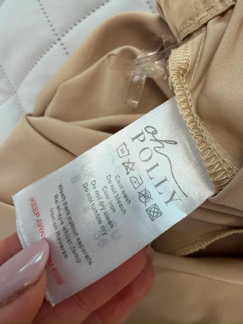Oh Polly Beige / Gold Satin Trouser Co Ord XS