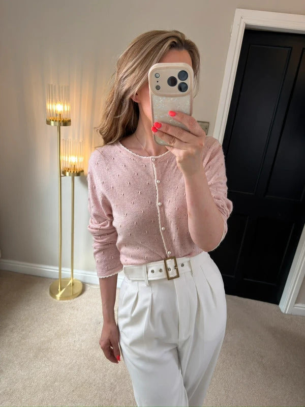 Vintage Inspired Lindy Bop Pink Pearl Button Cardigan XL