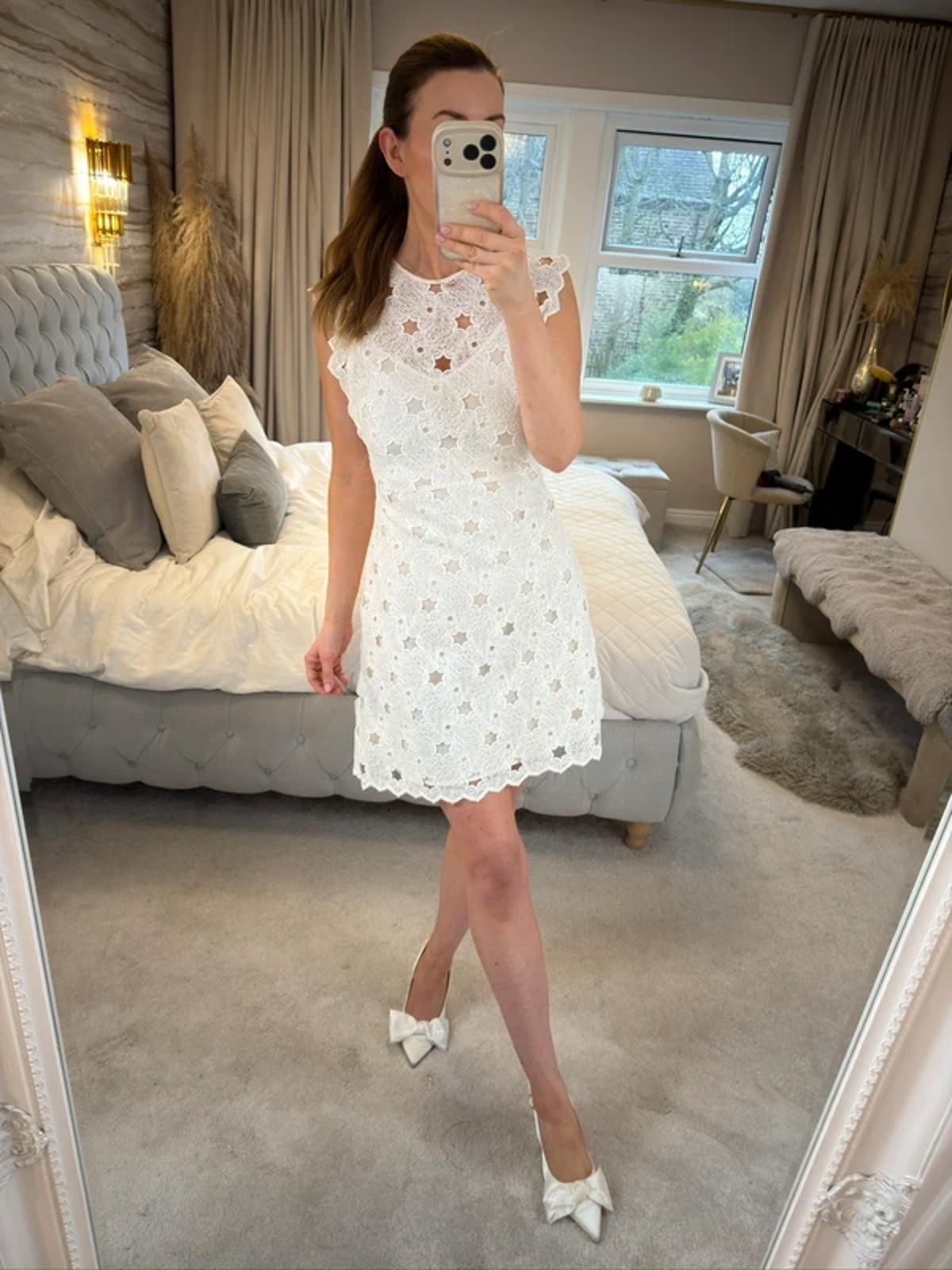 Zara White Lace Star Mini Dress Small