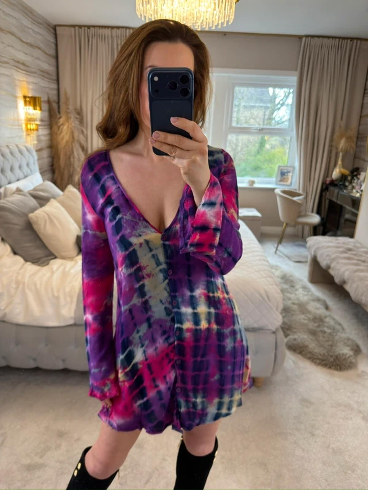 Missguided Pink & Purple Tie Dye Boho Mini Dress 4