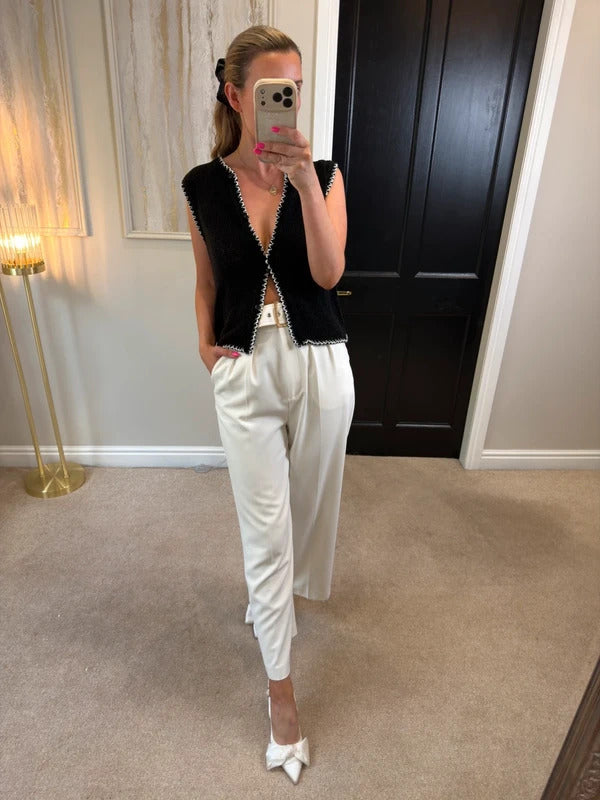 ASOS Black & White Crochet Waistcoat Small