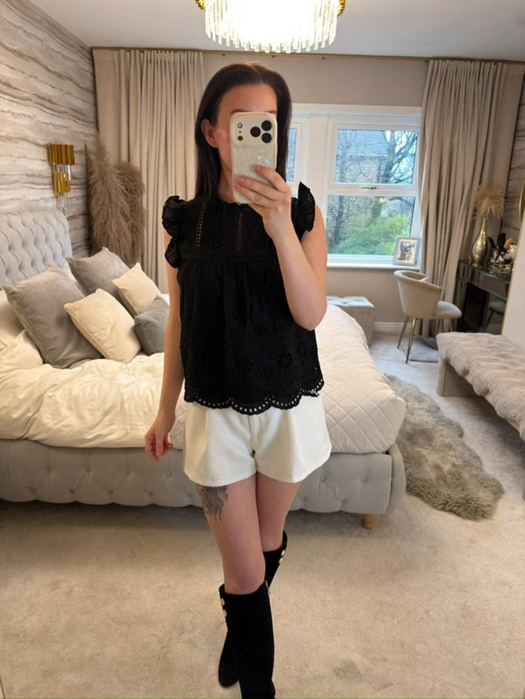 Warehouse Black Broderie Anglaise Blouse 8