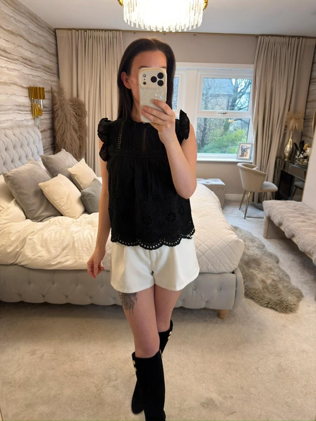 Warehouse Black Broderie Anglaise Blouse 8
