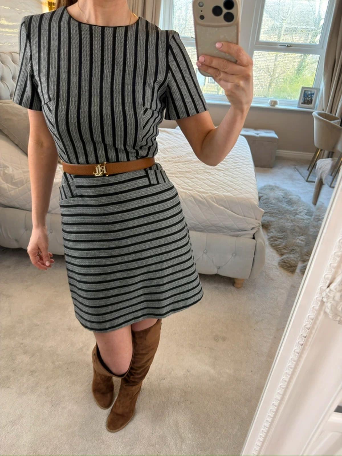 Oasis Black Striped Dress 8